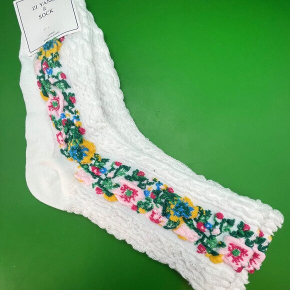 Zi Yang Floral Socks 6-Pair Bundle Cotton Blend Size L Women's Casual Crew Fun - Picture 12 of 13